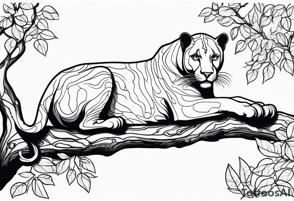 panther on a tree branch tattoo idea