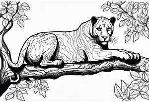 panther on a tree branch tattoo idea