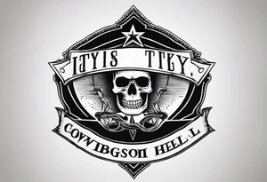 a SKULL tattoo with the overhead text saying "COWBOYS FROM HELL" and the bottom text saying "ARLINGTON, TX" tattoo idea