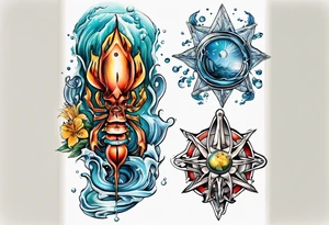sternzeichen krebs und wasser bund tattoo idea