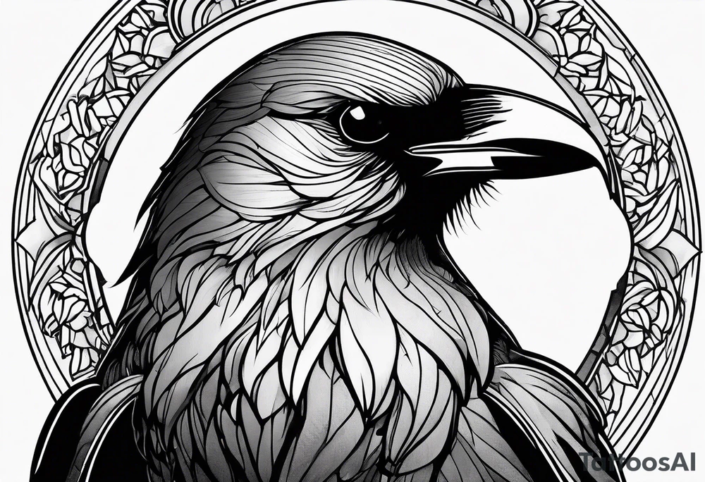 simple crow tattoo line artwork tattoo idea