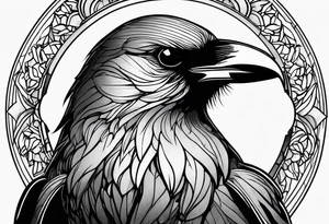simple crow tattoo line artwork tattoo idea