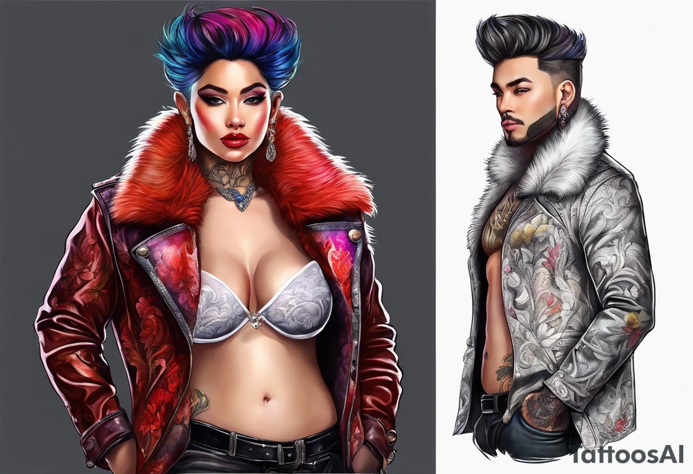 Fur pimp coat no shirt no jewelry now add toad head tattoo idea