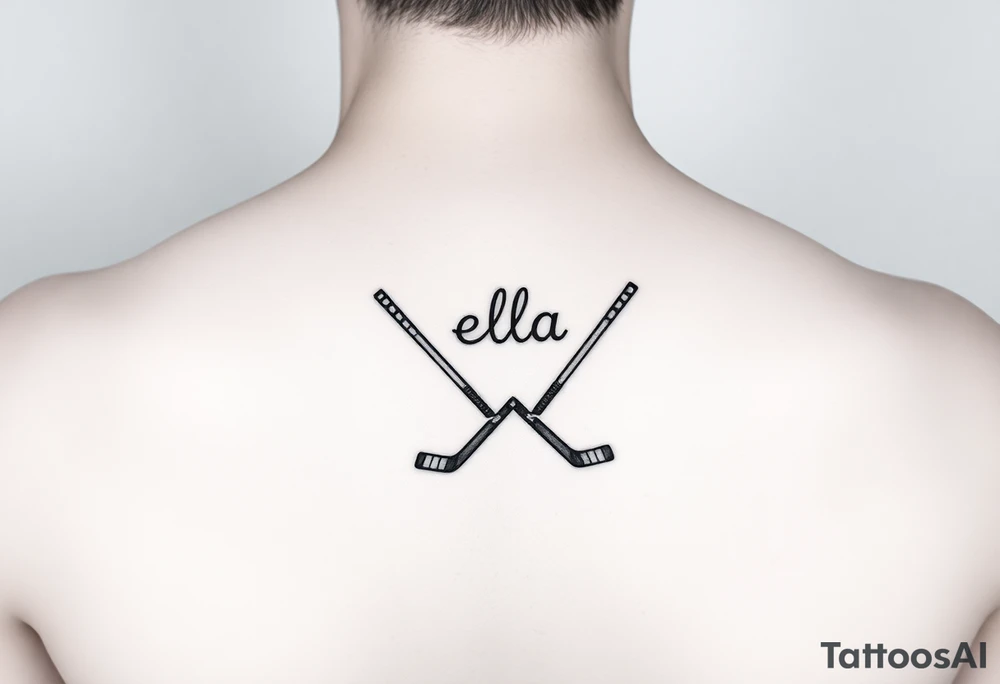 Ella with hockey sticks for L tattoo idea