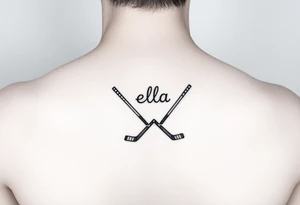 Ella with hockey sticks for L tattoo idea