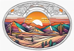 Desert sunset tattoo idea