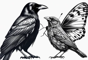 A Butterfly and a Raven together, they have the same size tattoo idea