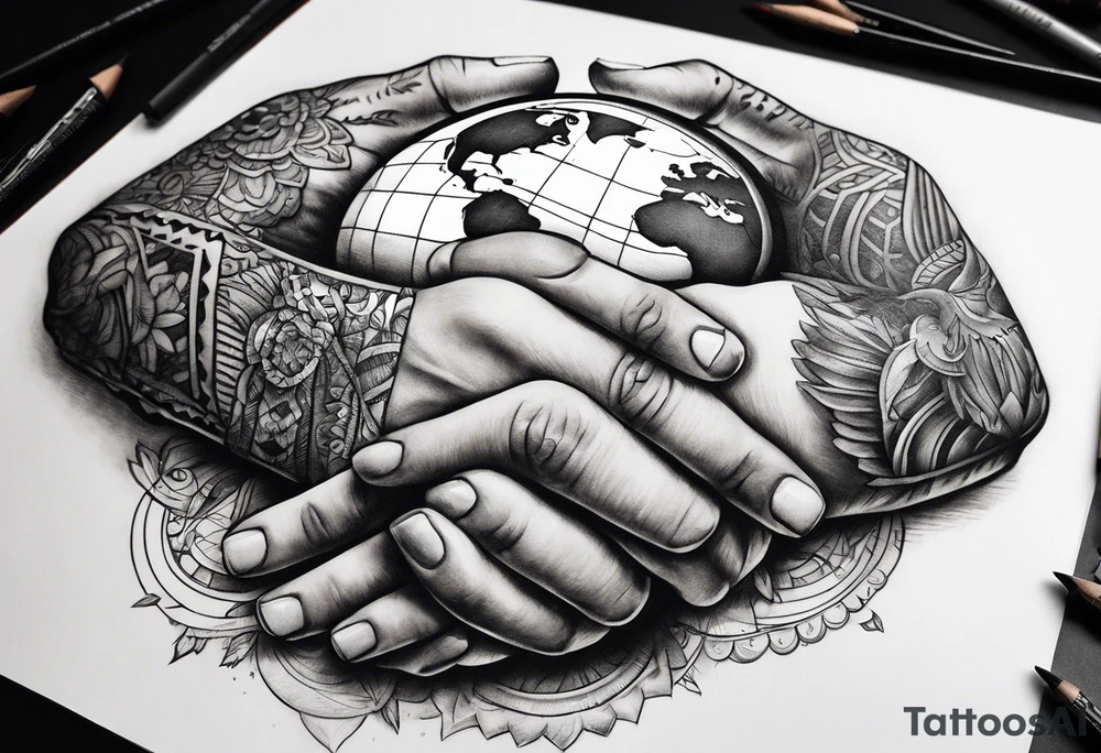 Strong hands holding world tattoo idea