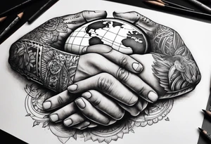 Strong hands holding world tattoo idea