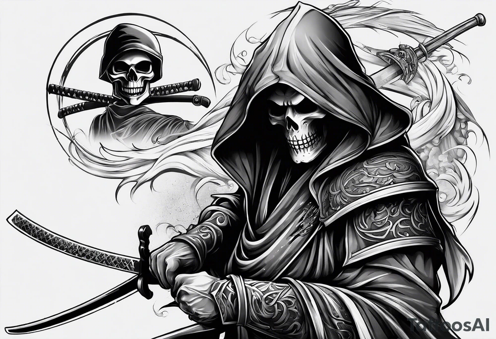 Katana and grim reaper tattoo idea
