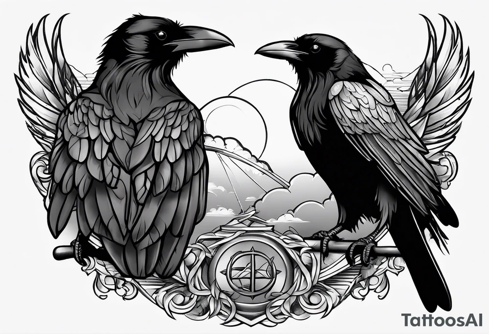Raven on shoulder blades tattoo idea