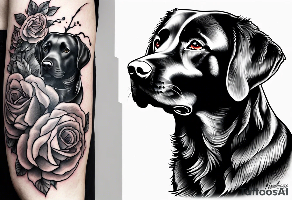 Teacher Apple and black Labrador tattoo idea