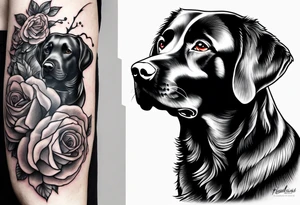 Teacher Apple and black Labrador tattoo idea