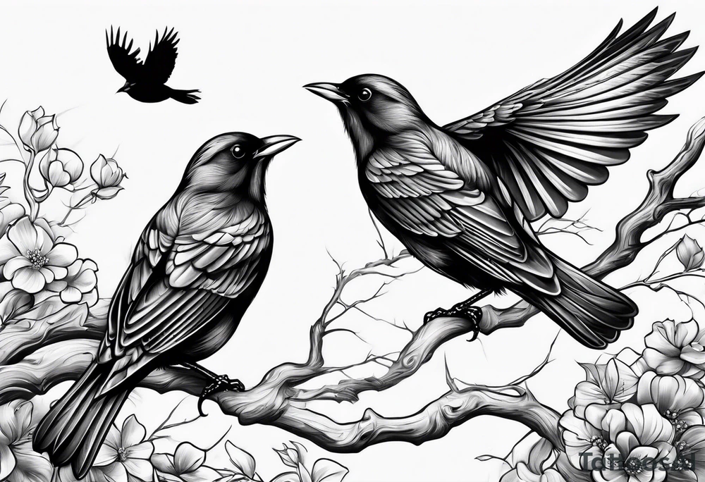 3 blackbirds in flight tattoo idea