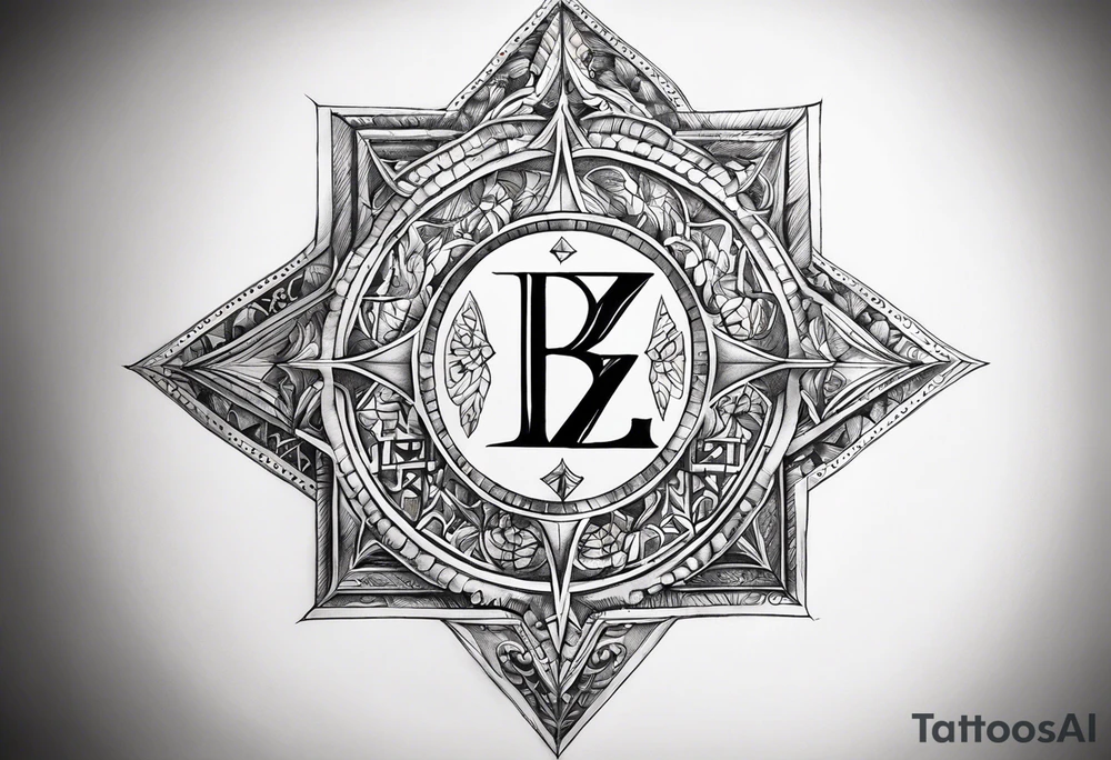 I want to get a tattoo with the letters corresponding to B and Z in the Enochian alphabet. I want the tattoo to mean something that protects me. tattoo idea