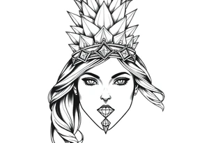 Majestic, pineapple, crown, diamonds, vagina, anus tattoo idea