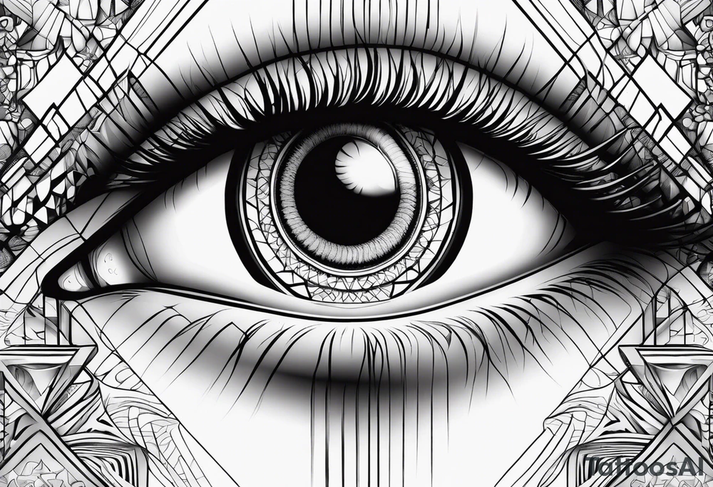Fractal auto similar squares eyes tattoo idea