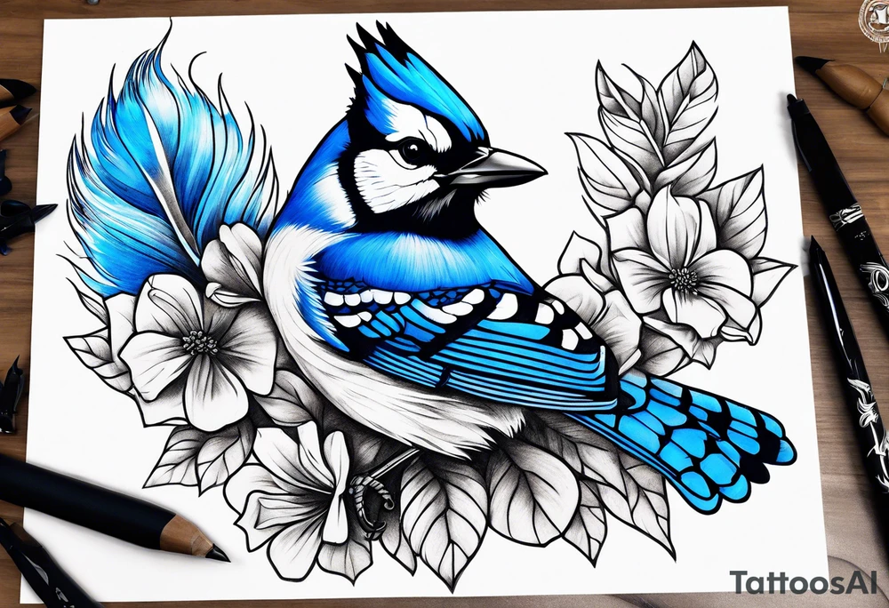 blue jay tattoo idea