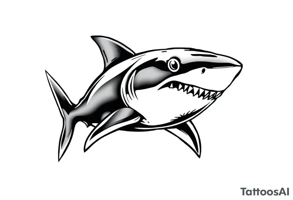Masculine strong shark flowing forward in water tattoo idea
