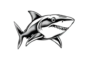 Masculine strong shark flowing forward in water tattoo idea