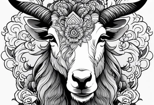 full goat body with japanese clouds tattoo idea