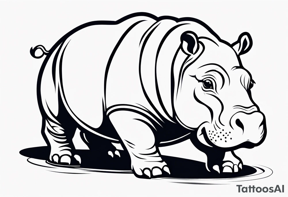 Baby hippo with a stern face tattoo idea
