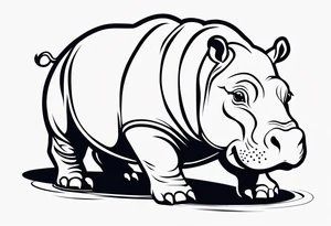 Baby hippo with a stern face tattoo idea
