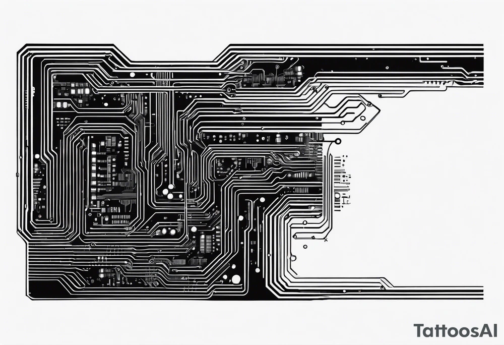 Circuit board minimalistic tall and long tattoo idea