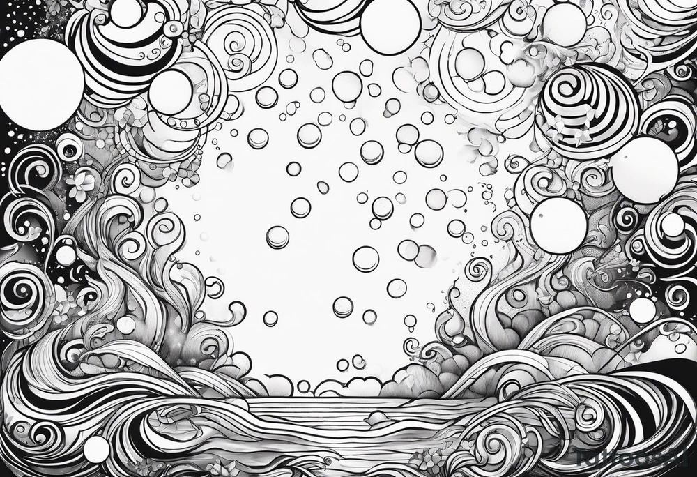 Draw me some magical really simple underwater bubbles and simple stars tattoo idea