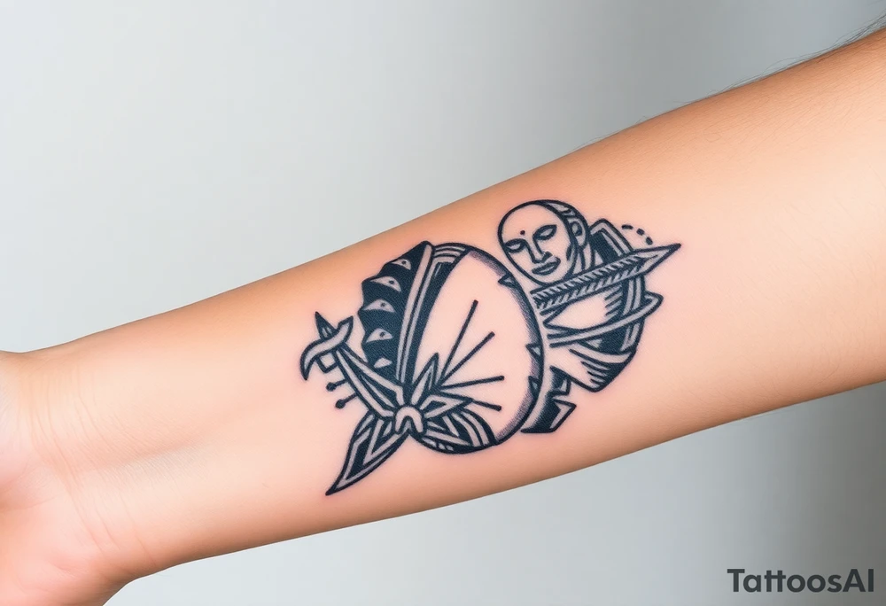 African Warrior and Monk war and peace tattoo idea