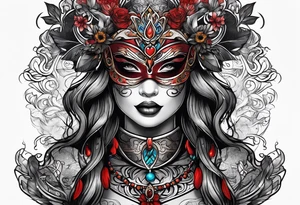 masked woman tattoo idea