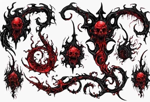 Blood
Tendril
Red
Black
Corruption 
Horror
Visceral tattoo idea