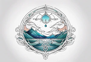 calm sea and Yggdrasill tattoo idea