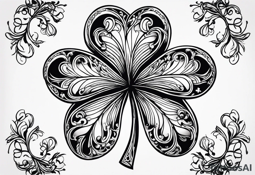 a single three leaf clover with vine tattoo idea