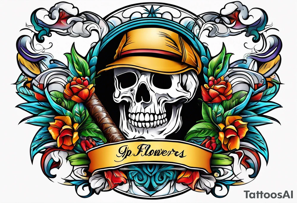 Rip flowers golfing cigars tattoo idea