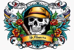 Rip flowers golfing cigars tattoo idea