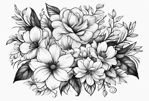 beautiful flowers design for hip tattoo idea