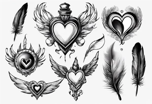 heart and feather on scales tattoo idea