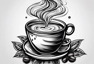 The story of coffee from plant to cup tattoo idea