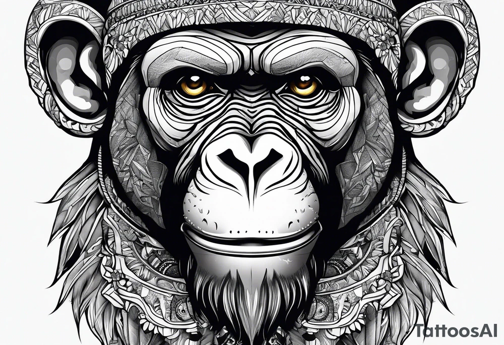 Monkey with a banana skull tattoo idea