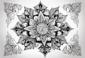 Animal cute , celestial, cross, snowflake tattoo idea
