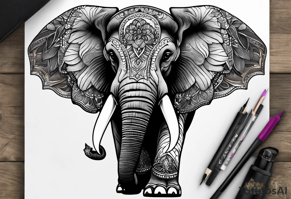winged elephant tattoo idea