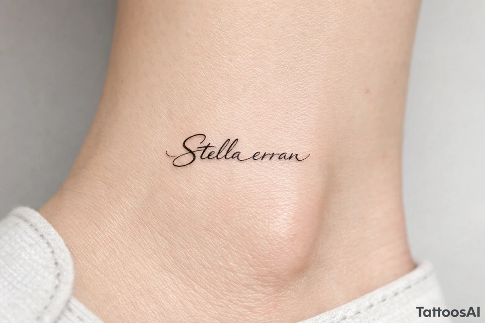 Stella erran, Maybe a medium cursive choreography on inner ankle tattoo idea