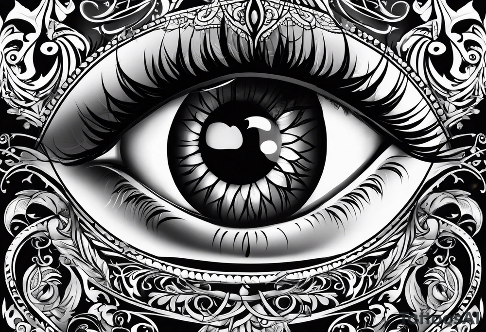 goth themed eye tattoo idea