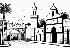 israel town gate vector tattoo idea