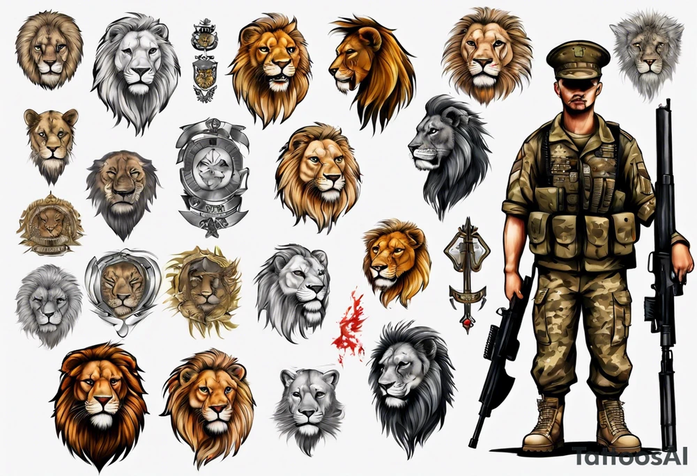 a soldier with a lion tattoo idea