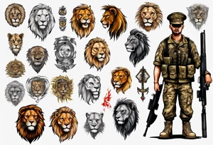 a soldier with a lion tattoo idea