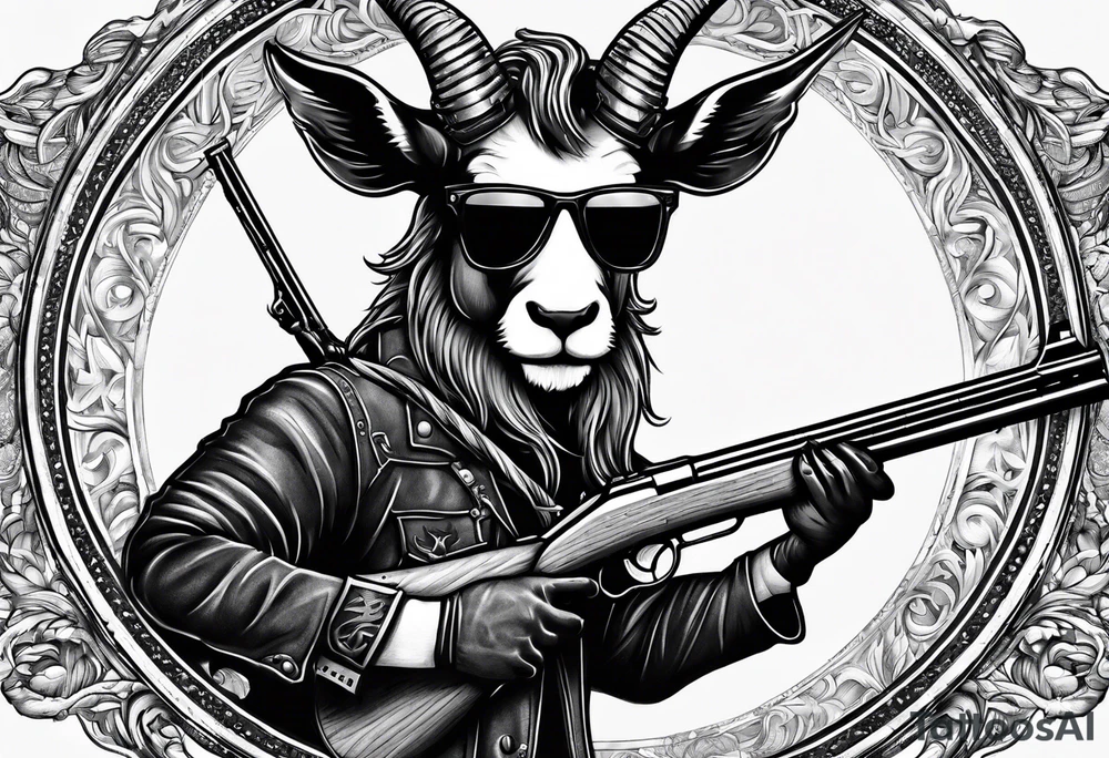 capricorn with sunglasses and shotgun tattoo idea