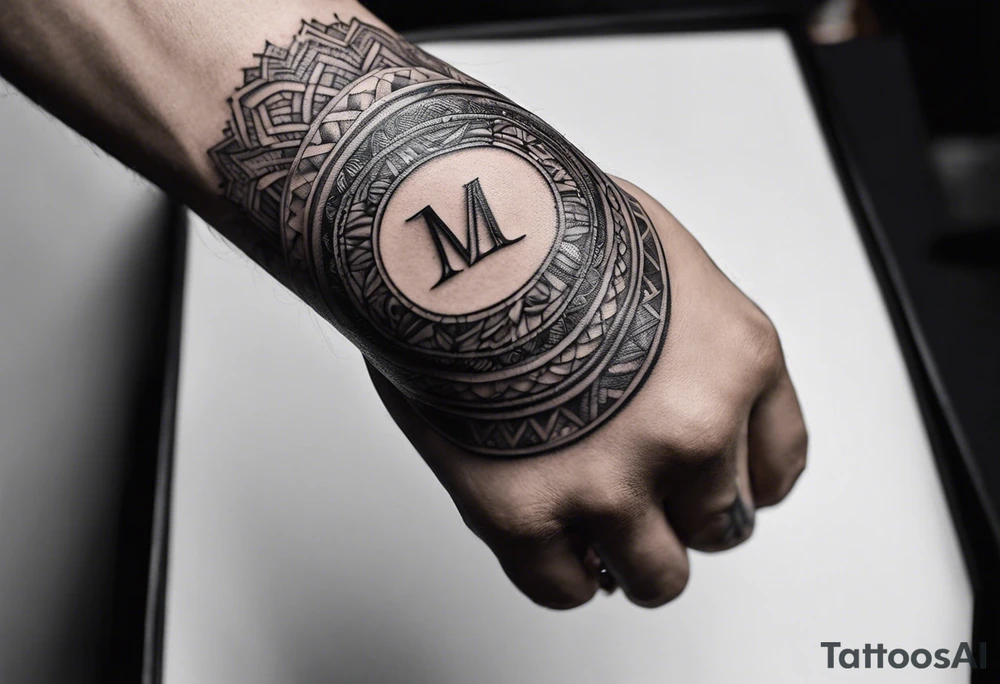 small tattoo on the forearm of a man with the initials MLJ, date of birth 22/09/22 in the style of a moluccan tattoo tattoo idea