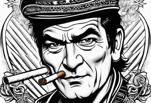 Charlie Sheen smoking cigarette tattoo idea